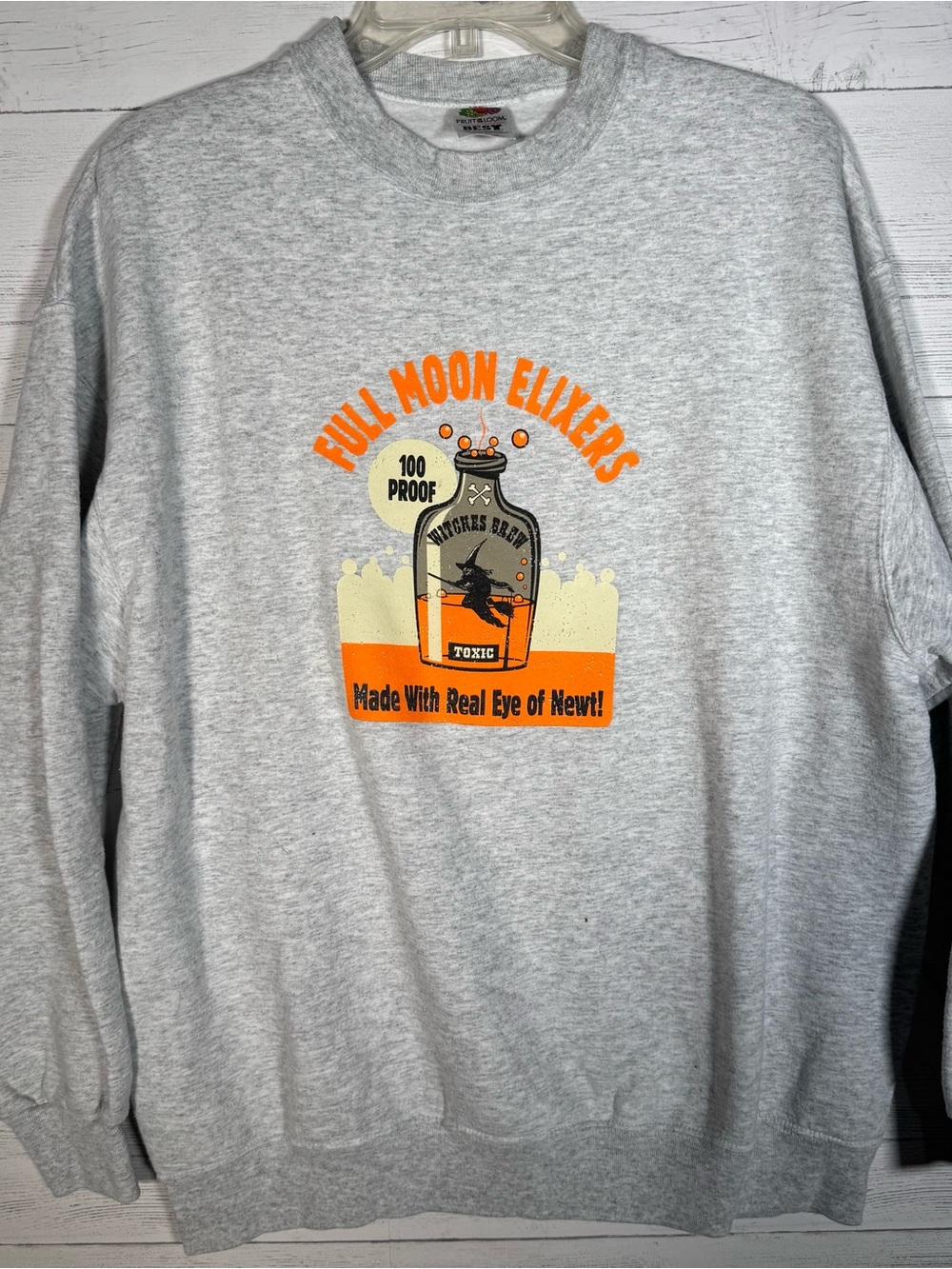 Vintage Halloween Gray Sweatshirt Moon Elixir Witch Women’s Sz XL